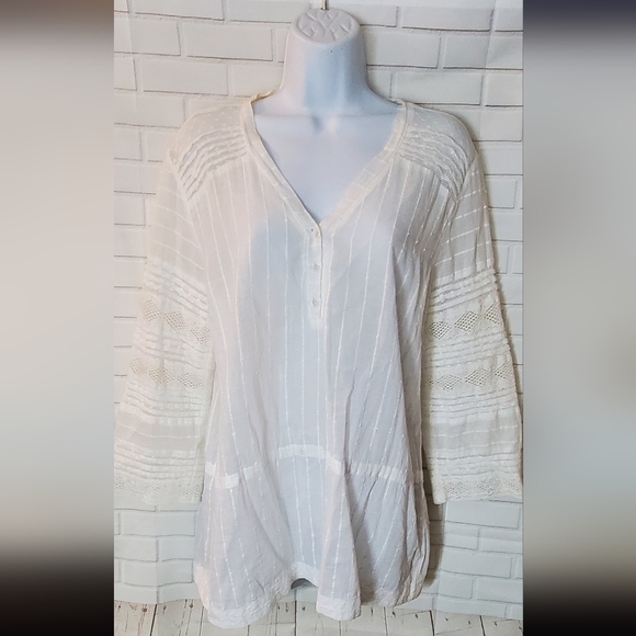 Studio West Vintage Lace Sleeve Blouse - Picture 2 of 12